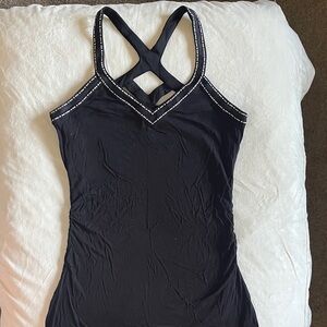 White House Black Market Black Top with Silver Accent Stitching